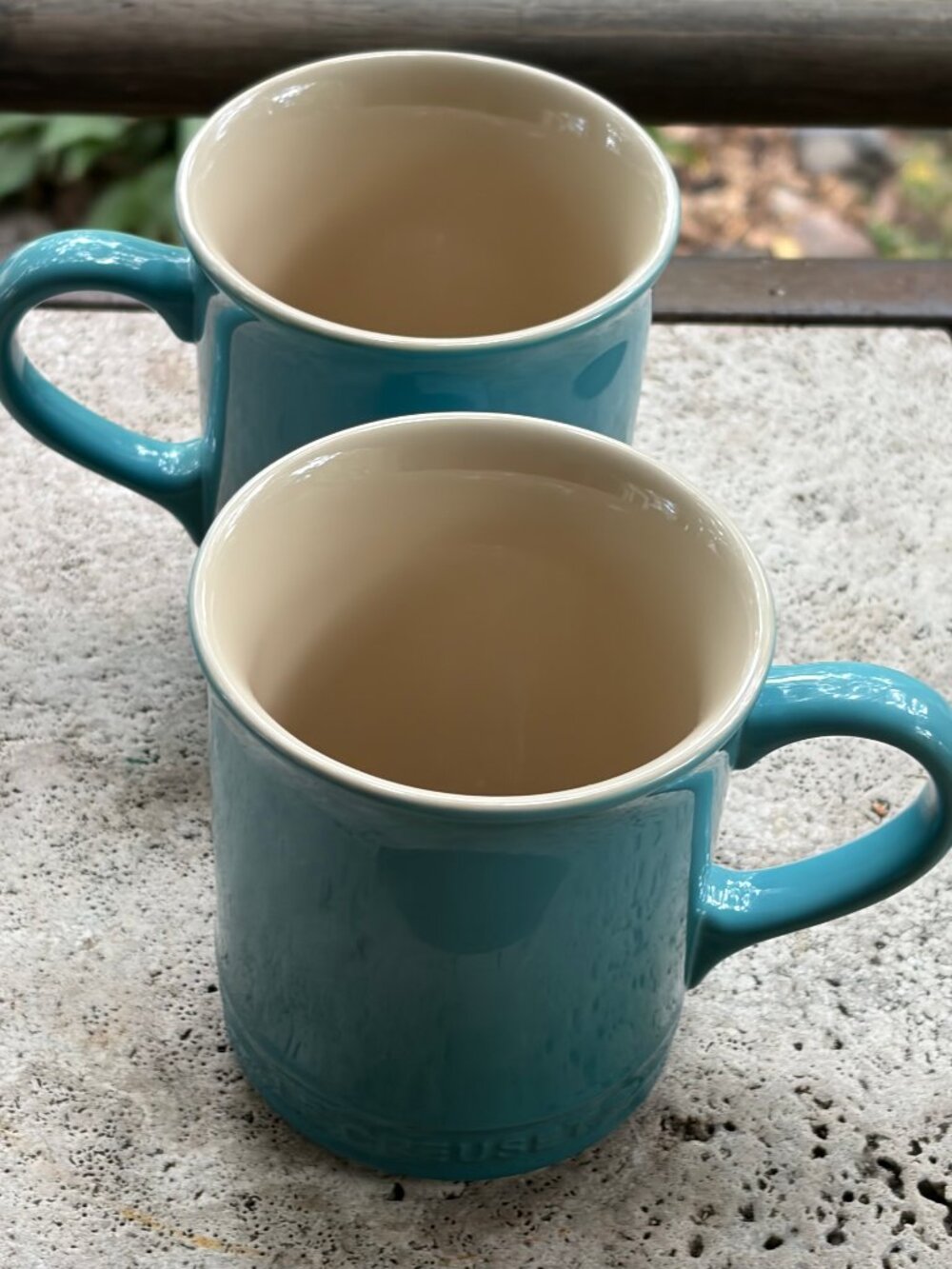 TWO Le Creuset Stoneware Coffee Mugs 14oz (400ml) CARIBBEAN BLUE (Set of 2)